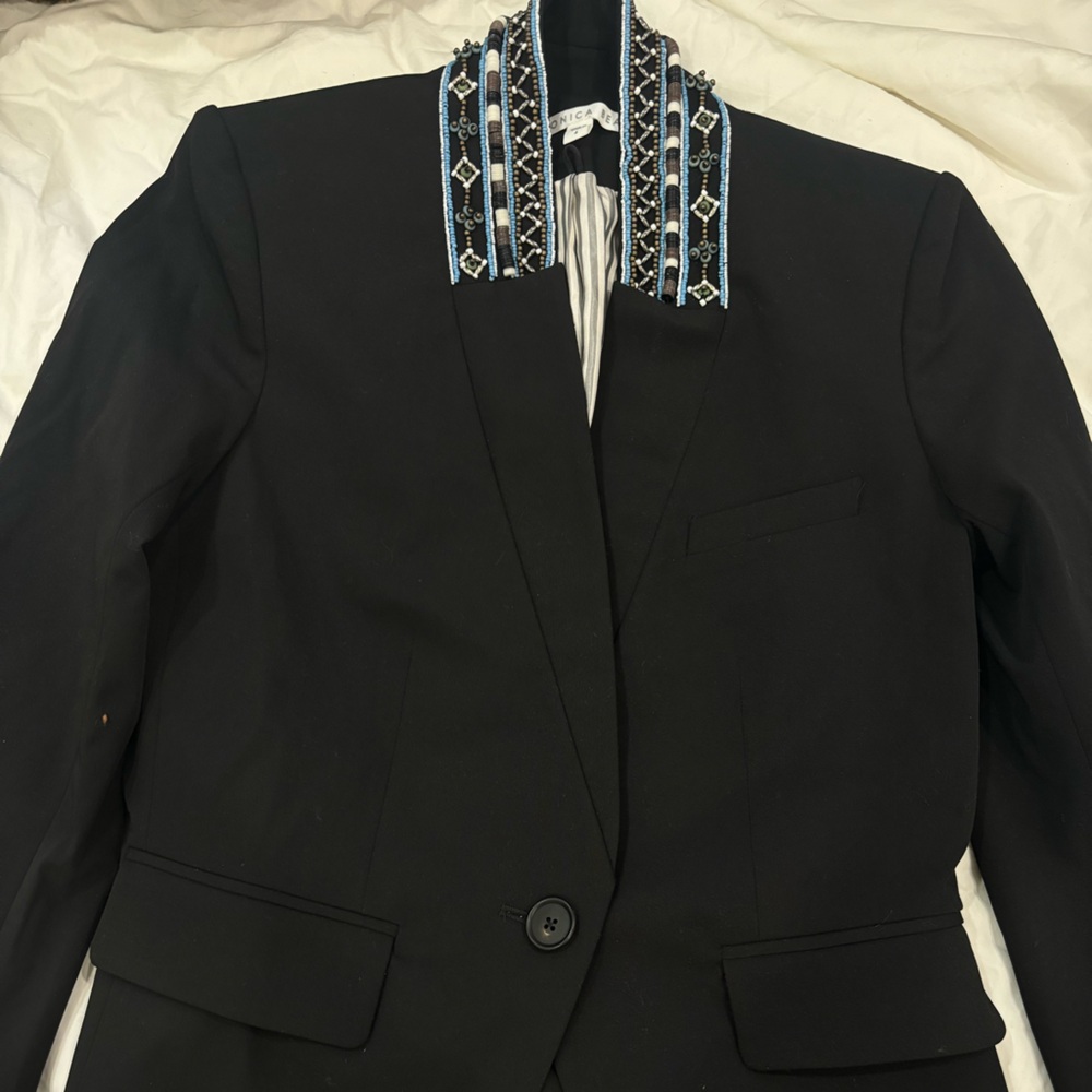 Veronica Beard Black Beaded Collar Blazer - Picture 2 of 4